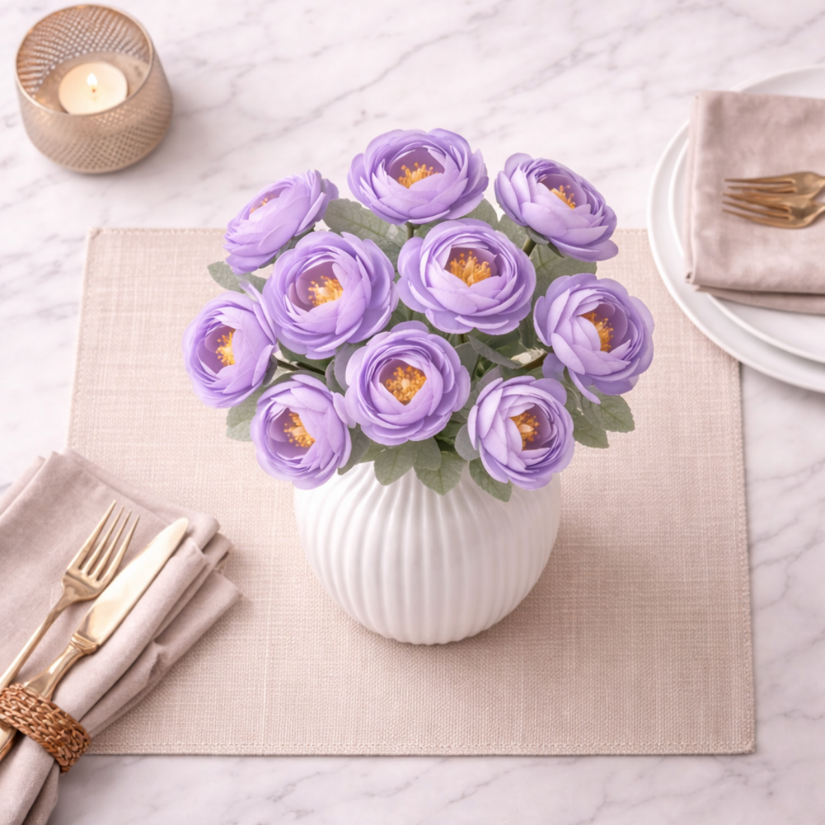 Artificial Purple Ranunculus Flower