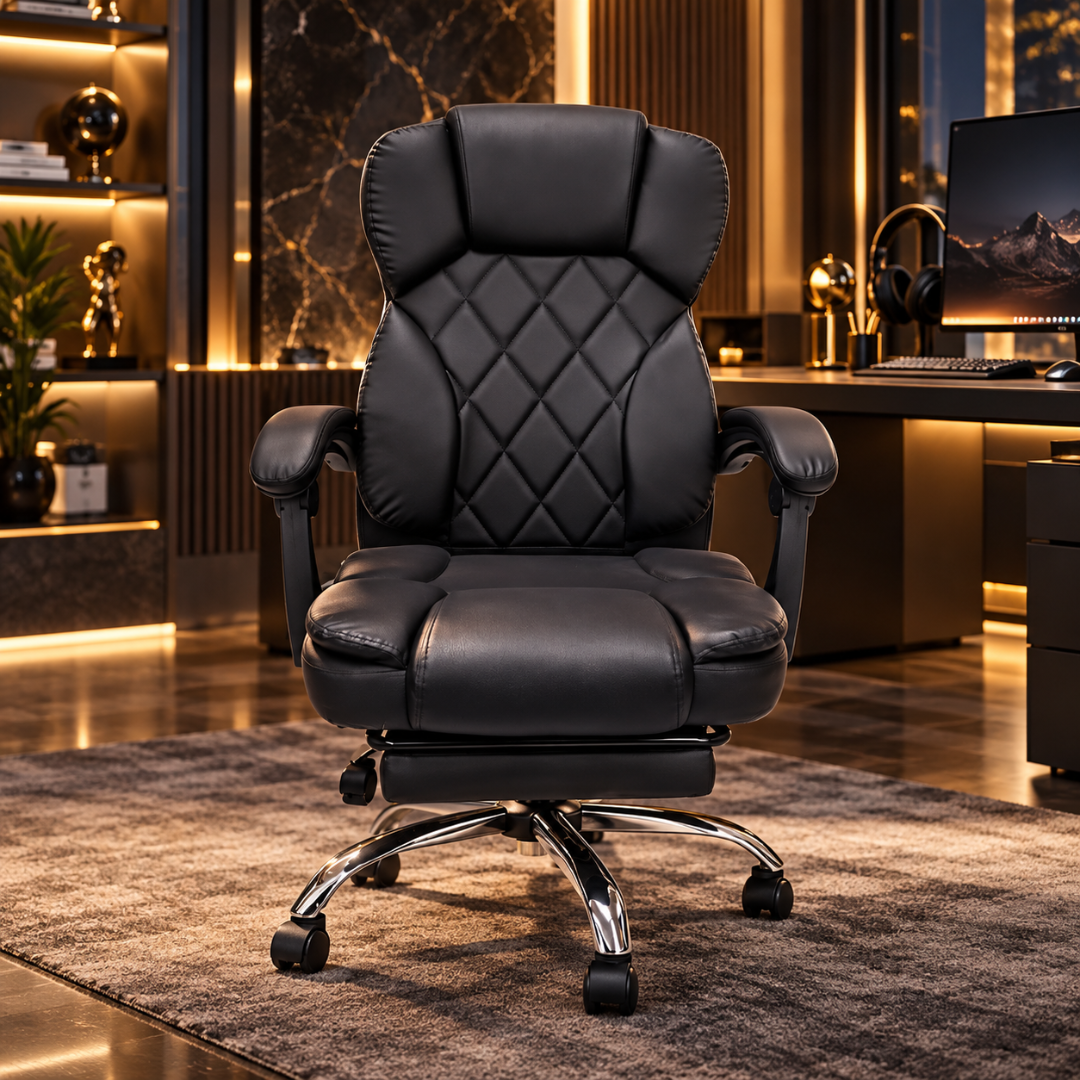 Wooden Twist Draven Black Executive Office Chair with Footrest – executive office