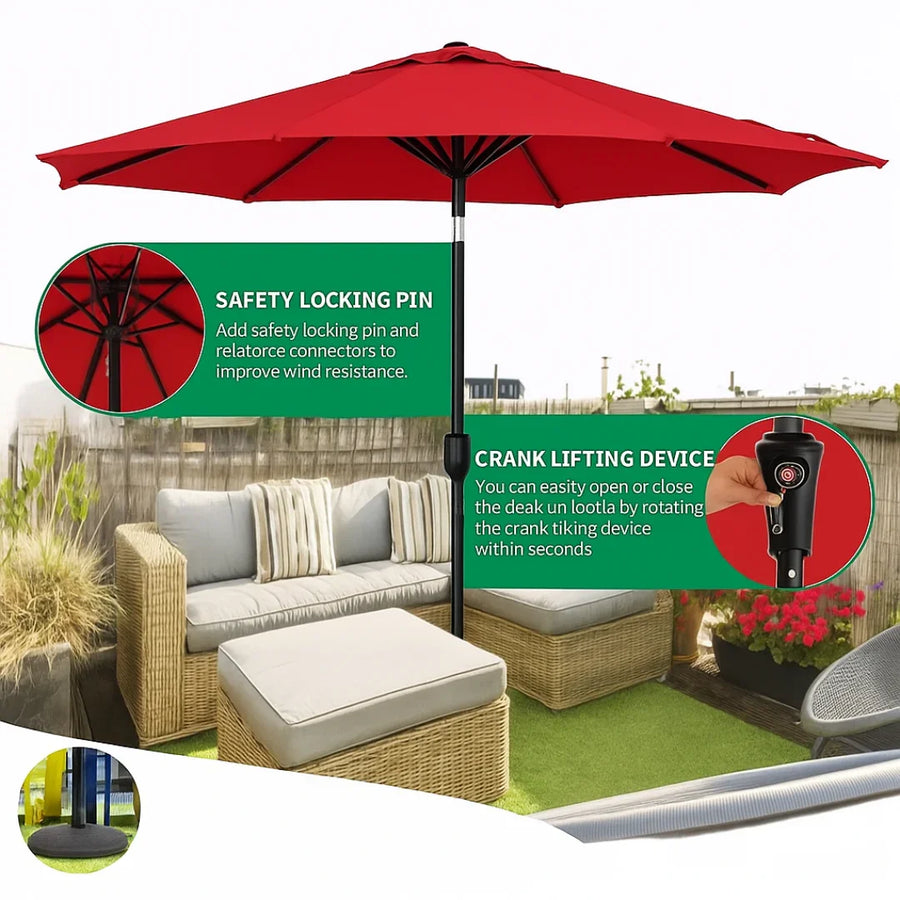 A Red Canopy Crafted From Waterproof, UV-Protected Fabric