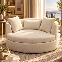 Wooden Twist Oversized Round Barrel Cuddle Chair Beige – living room
