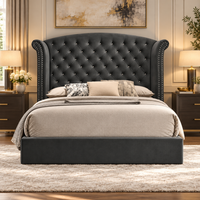 Wooden Twist Sonvora Wingback Tufted Velvet Bed – luxury bedroom