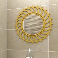 Wooden Twist Modern Sun Rays Wooden Wall Mirror