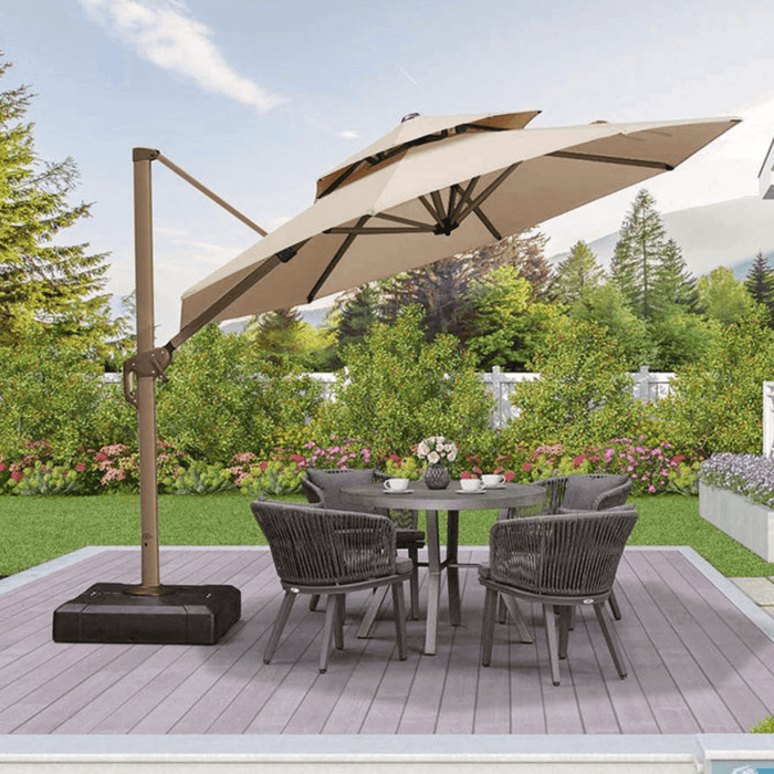 Wooden Twist Sunshade Rotating Handle Water Base Umbrella