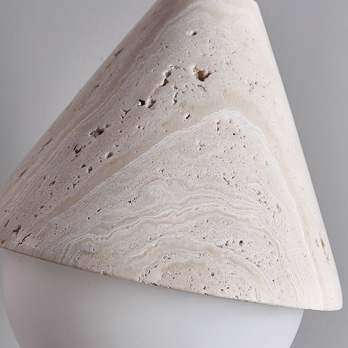 close-up detail of travertine cone texture and natural veining