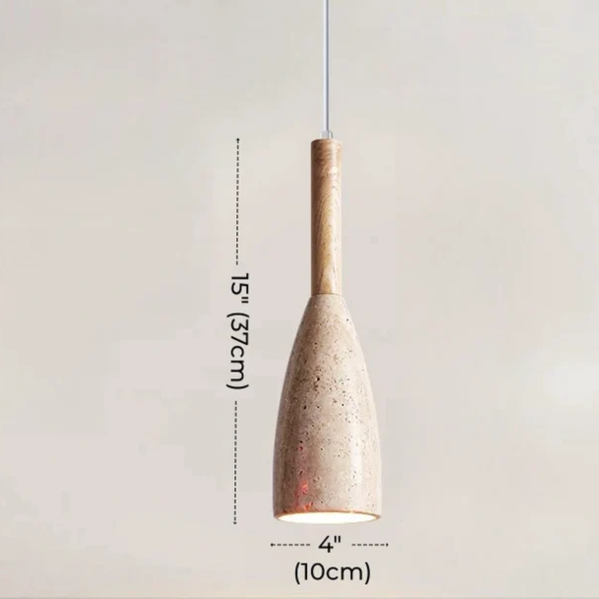 Vellora Travertine Drop Pendant Light Natural dimensions - 10cm x 37cm