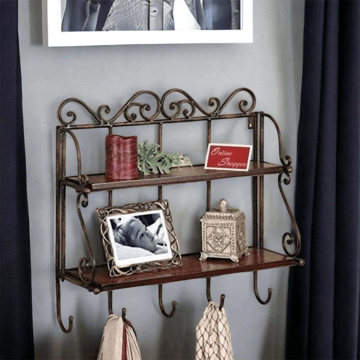 Wooden Twist Wall Mounted Shelf Rack