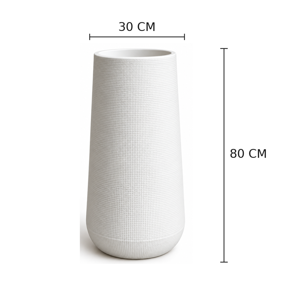 Wooden Twist white textured planter pot – dimensions 30 cm wide x 80 cm tall