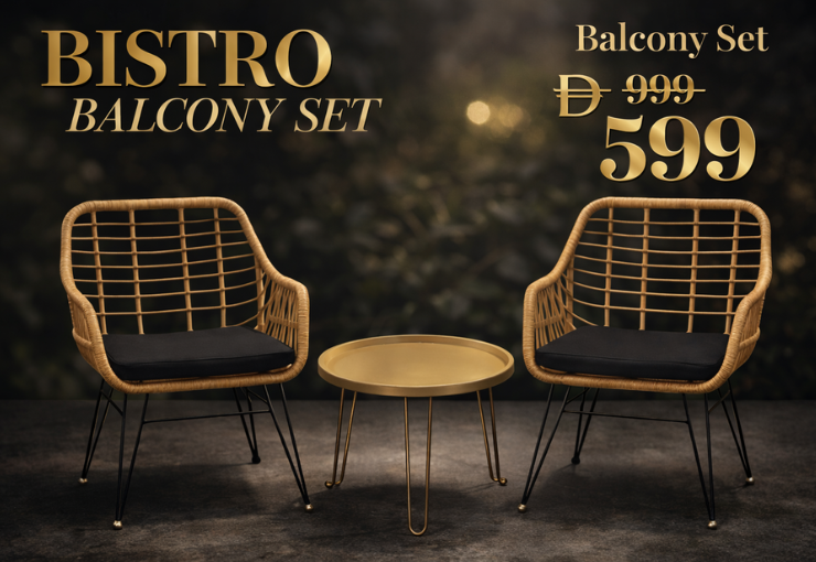 Bistro balcony set with two chairs and a table 