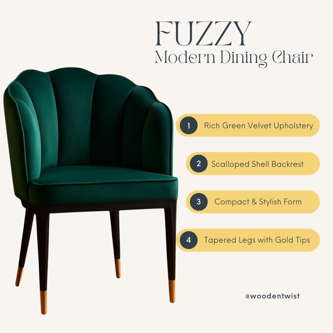 Fuzzy Modern Cafe Dining Chair green