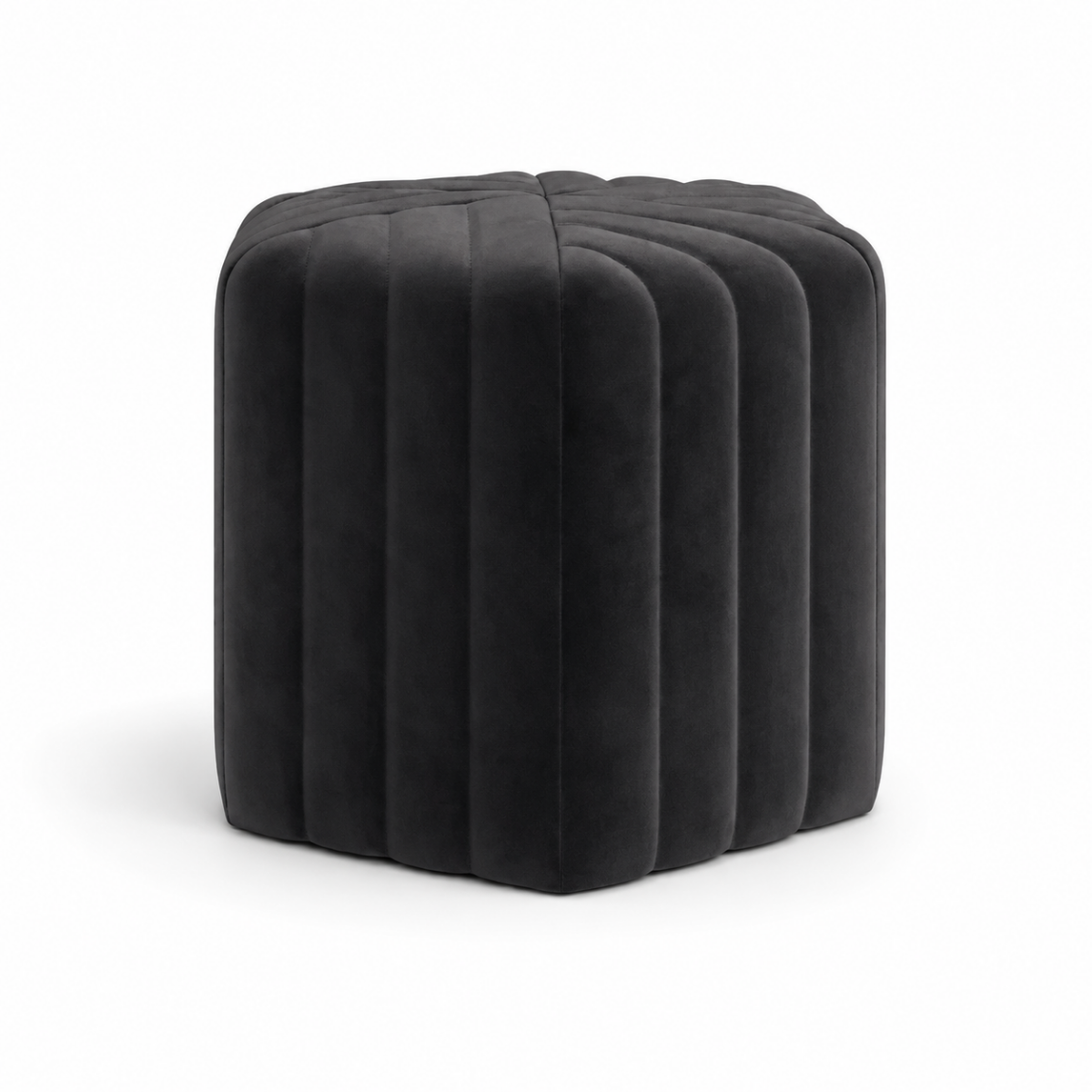 Wooden Twist Lucid Hexagonal Shape Solid Wood Pouf Ottoman Stool