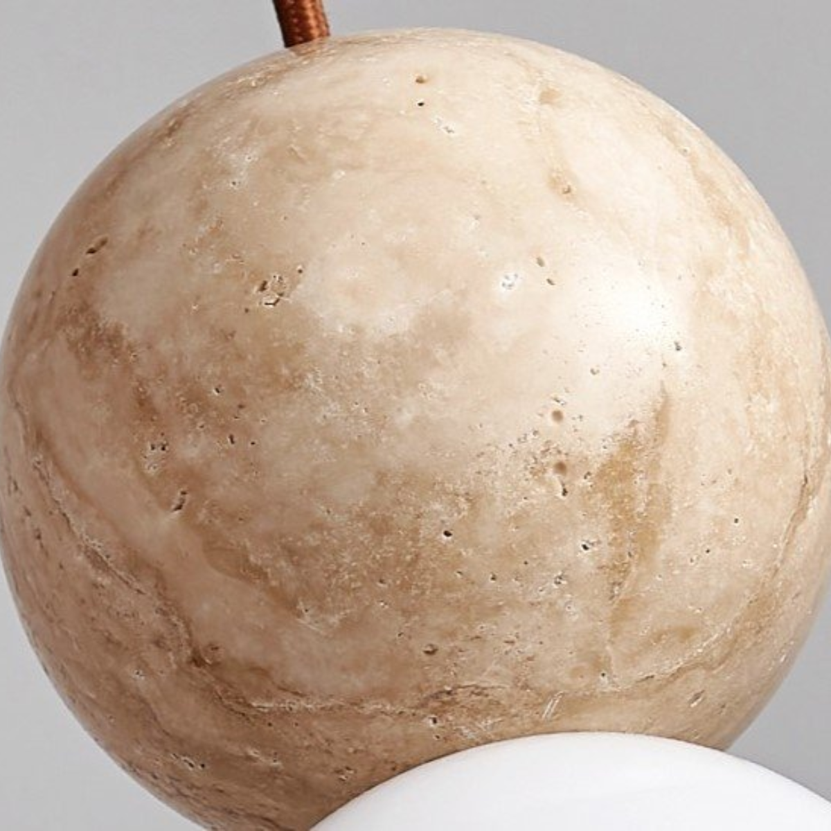 Mia Orb Pendant Light Natural - macro close-up of natural stone-look sphere texture