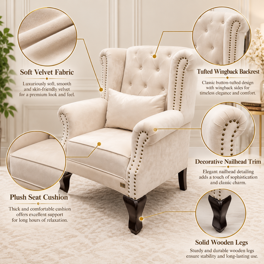 Tufting, Nailheads & Carved Legs