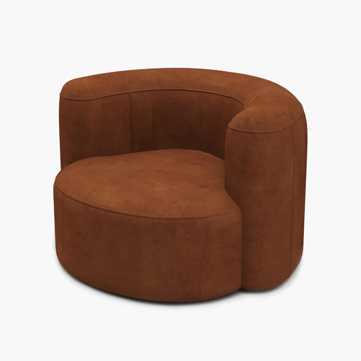 Brown curved chair on a white background