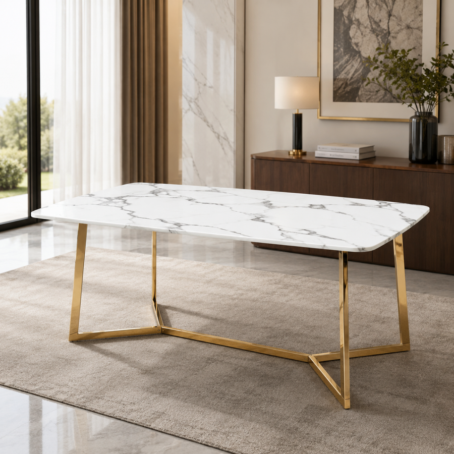 White Stone-Look Top with Grey Veining