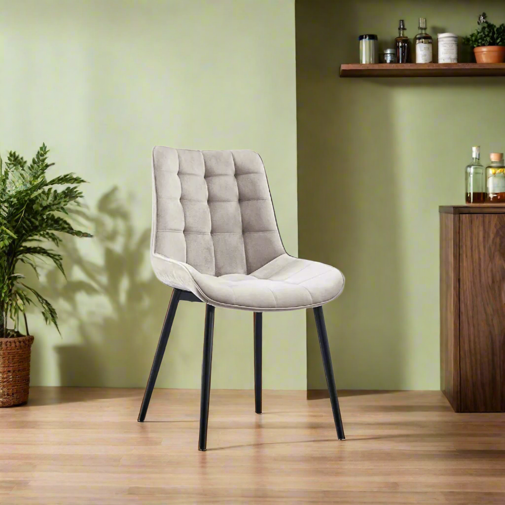 Wooden Twist Tufted Design Modern Cafe Dining Chair with Metal Legs