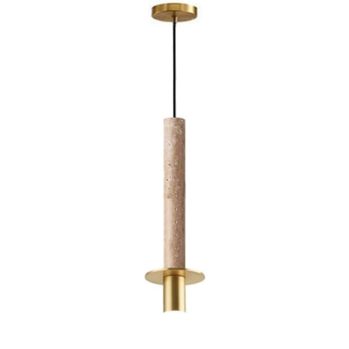 Aurevia Pendant Light Yellow Travertine + Gold - product shot on white background