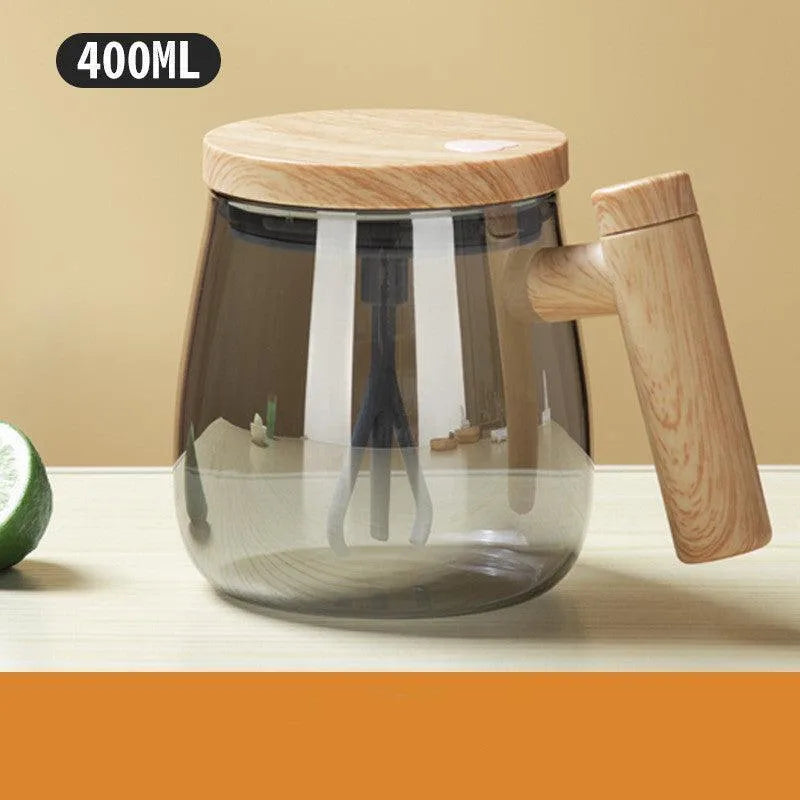 400ML Self Stirring Coffee Mug Electric Mixing Glass Coffee CupHigh Speed Fast Automatic Coffee Cup For Gyms Dining Room Kitchen Gadgets - Wooden Twist UAE