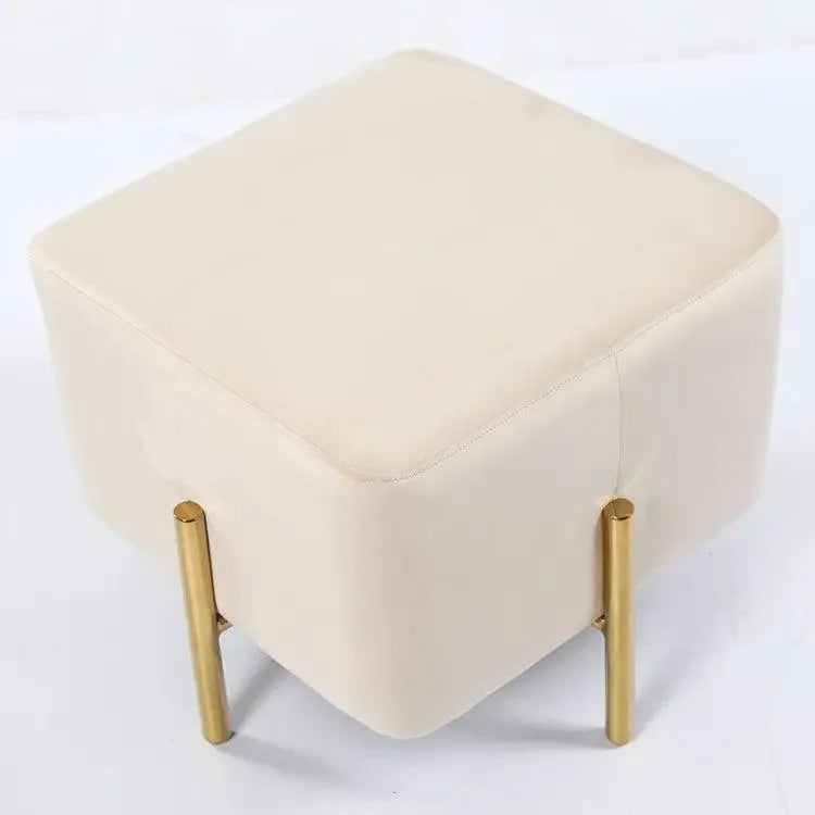 Luxury Velvet Square Foot Stool Ottoman Pouf - Plush and Stylish Home Decor Accent - Wooden Twist UAE