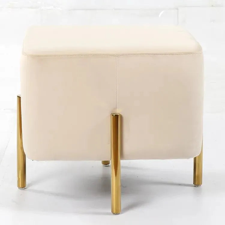 Luxury Velvet Square Foot Stool Ottoman Pouf - Plush and Stylish Home Decor Accent - Wooden Twist UAE