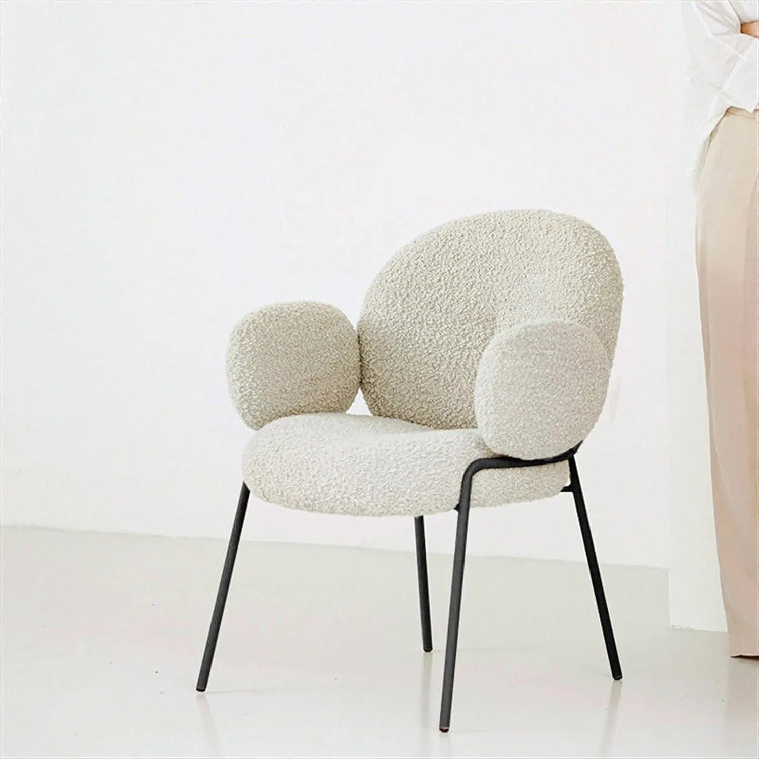 Wooden Twist Italian Design Soft Comfort Boucle Dining Chair with Golden Legs Modern Stylish Accent Chair for Elegant Living Rooms - Wooden Twist UAE