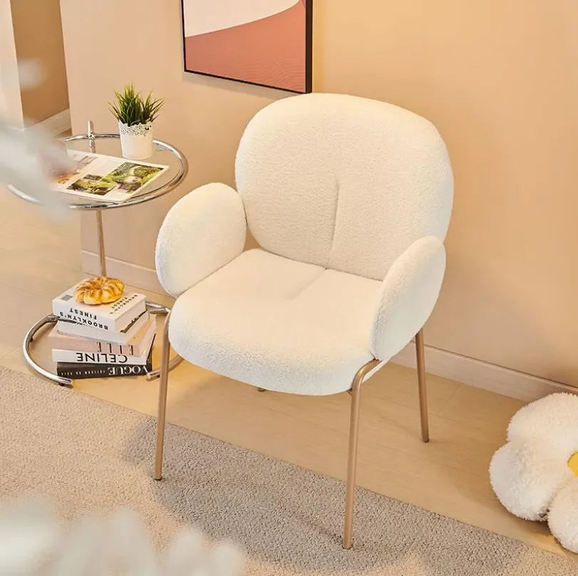 Soft Comfort Boucle Chair with Golden Legs