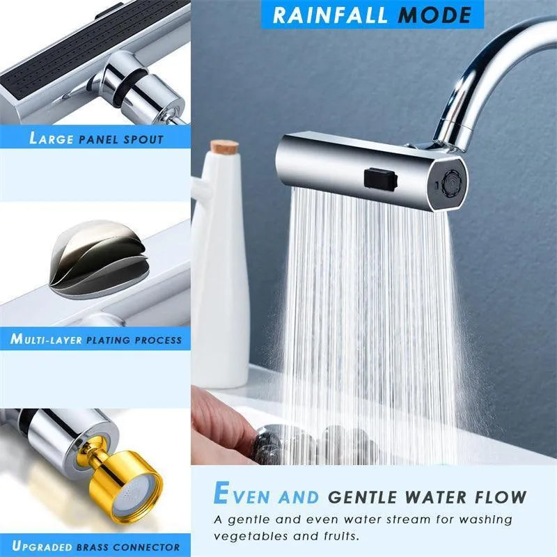 Kitchen Faucet Waterfall Outlet Splash Proof Universal Rotating Bubbler Multifunctional Water Nozzle Extension Kitchen Gadgets - Wooden Twist UAE