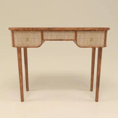 Wooden Twist Decoy Curve Rattan Rosewood Console Table with 3 Drawers Elegant Entryway for Home Decor - Wooden Twist UAE