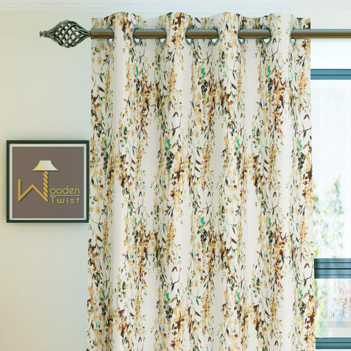 Fabrahome Light Filtering 4.5 Ft Holland Fabric Window Curtain ( Mustard ) - Wooden Twist UAE