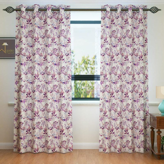 Fabrahome Light Filtering 10 Ft Rectangular Holland Fabric Curtain ( Purple ) - Wooden Twist UAE
