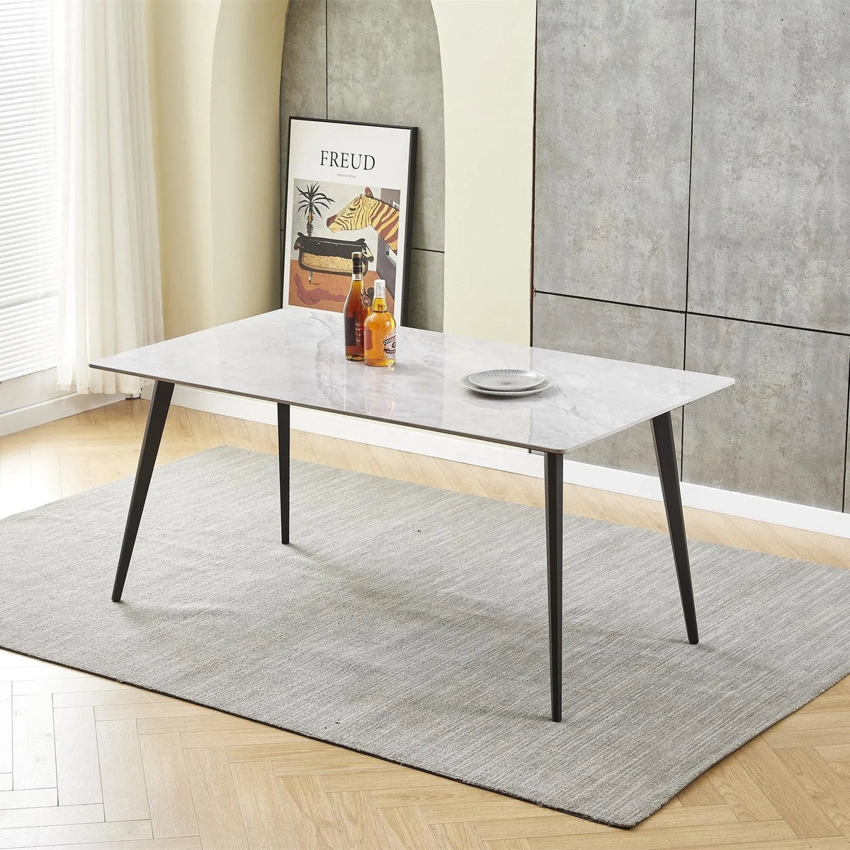 A Sleek Marble-Effect Statement Table