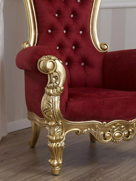 Teak Wood Golden Finish Throne Chair