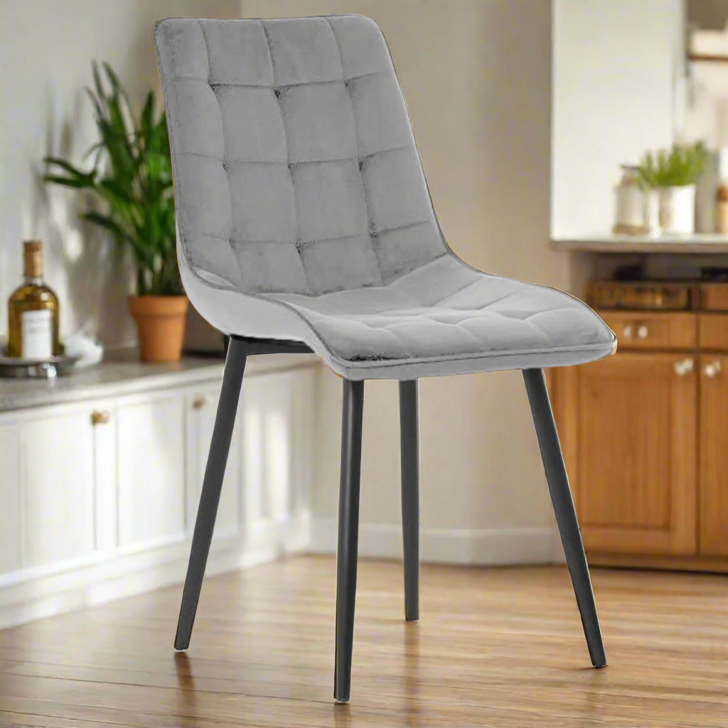 Wooden Twist Tufted Design Modern Cafe Dining Chair with Metal Legs