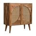 Wooden Twist Oak Rattan Leaf Design Acacia Wood Sideboard Cabinet with 2 Doors - Wooden Twist UAE