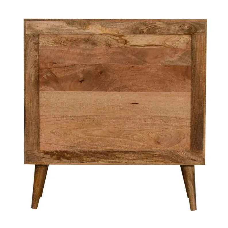 Wooden Twist Oak Rattan Leaf Design Acacia Wood Sideboard Cabinet with 2 Doors - Wooden Twist UAE