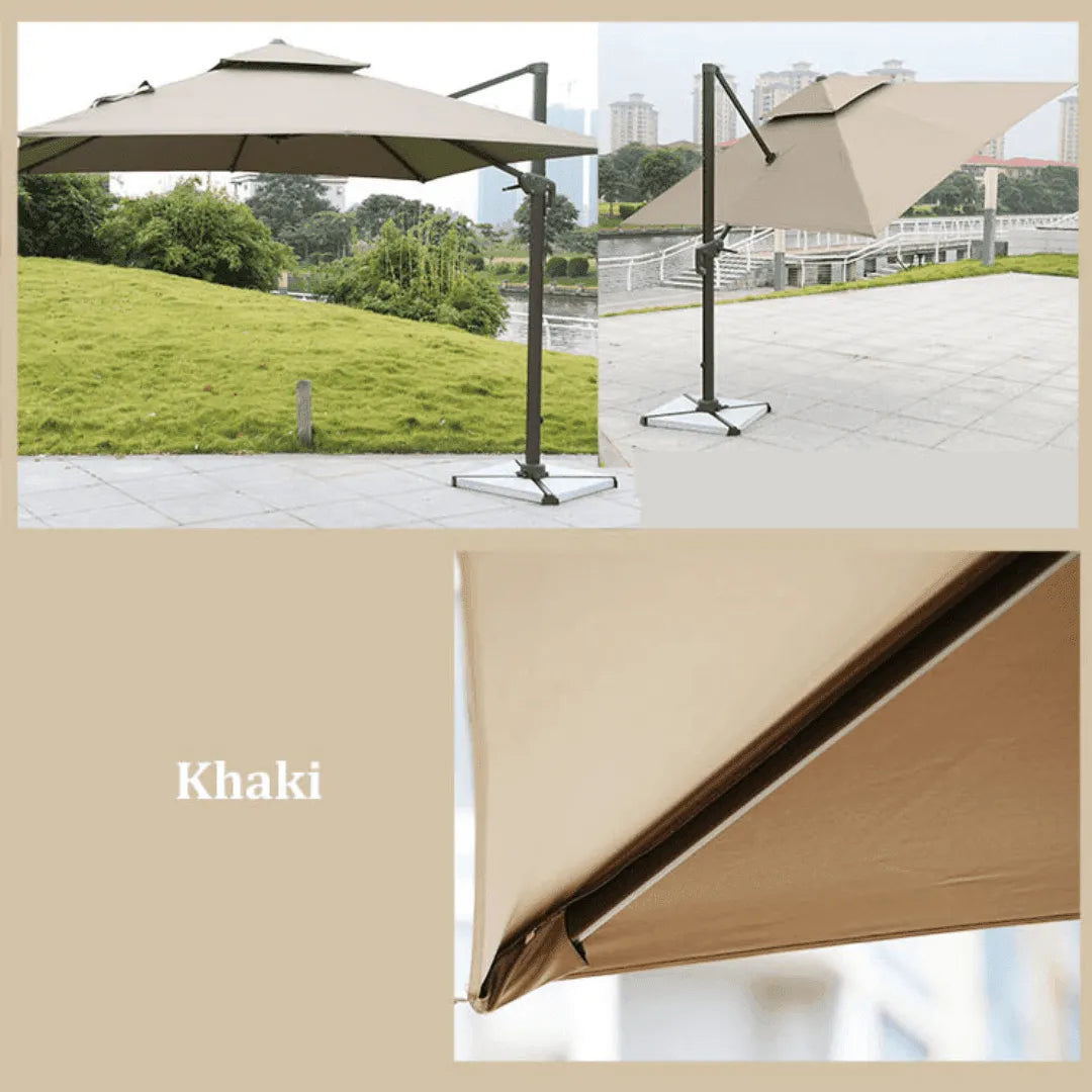 Wooden Twist Sunshade Aluminium Garden Umbrella with Rotating Handle Stylish Outdoor Patio Decor and UV-Resistant Canopy - Wooden Twist UAE