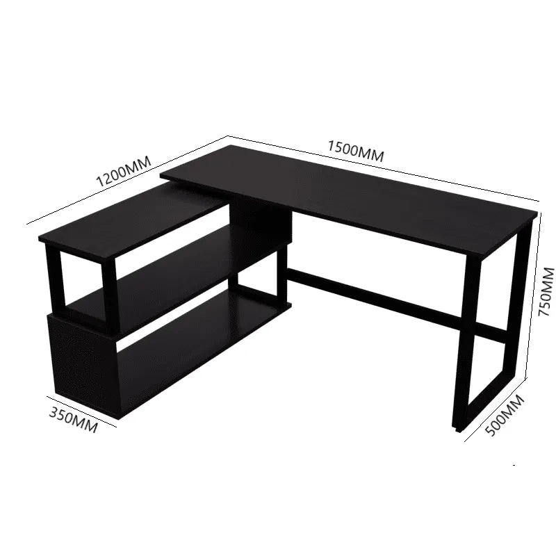 Wooden Twist L-Shaped Executive Office Desk laminated Top with Steel Base and 2 Racks - Wooden Twist UAE