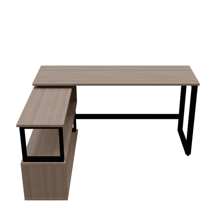 Wooden Twist L-Shaped Executive Office Desk laminated Top with Steel Base and 2 Racks - Wooden Twist UAE