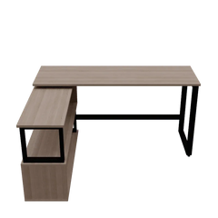 Wooden Twist L-Shaped Executive Office Desk laminated Top with Steel Base and 2 Racks - Wooden Twist UAE