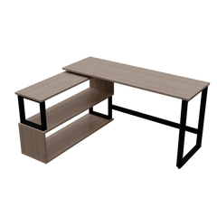 Wooden Twist L-Shaped Executive Office Desk laminated Top with Steel Base and 2 Racks - Wooden Twist UAE