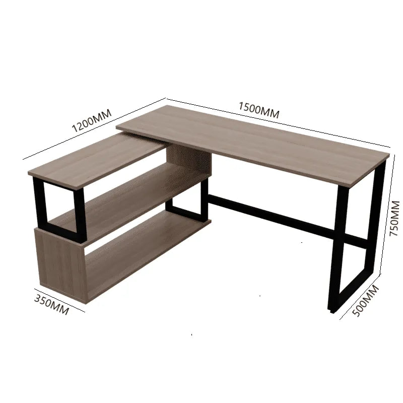 Wooden Twist L-Shaped Executive Office Desk laminated Top with Steel Base and 2 Racks - Wooden Twist UAE