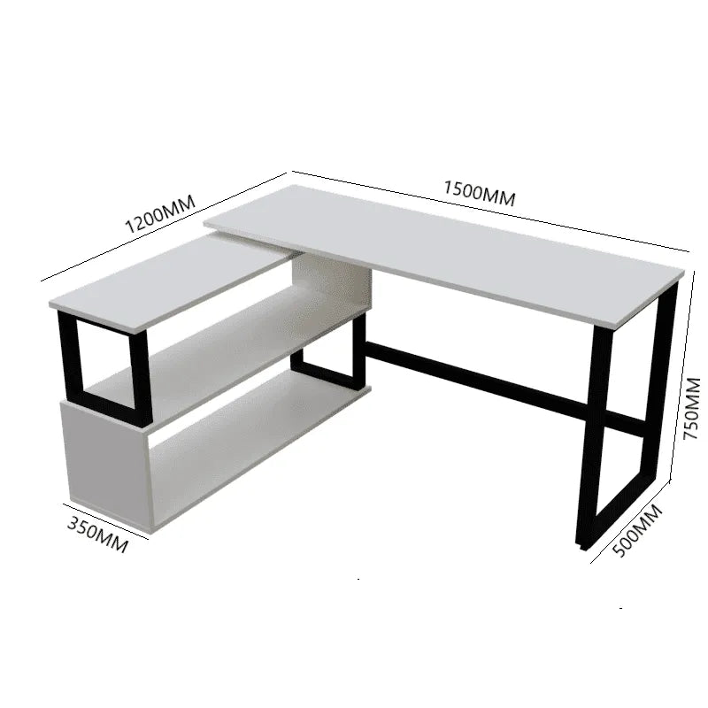 Wooden Twist L-Shaped Executive Office Desk laminated Top with Steel Base and 2 Racks - Wooden Twist UAE