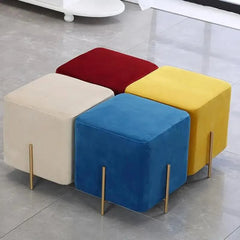 Luxury Velvet Square Foot Stool Ottoman Pouf - Plush and Stylish Home Decor Accent - Wooden Twist UAE