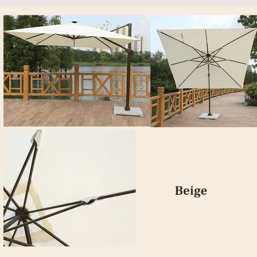 Wooden Twist Sunshade Aluminium Garden Umbrella with Rotating Handle Stylish Outdoor Patio Decor and UV-Resistant Canopy - Wooden Twist UAE