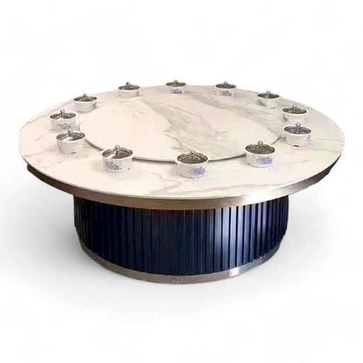 round dining table with rotatable top