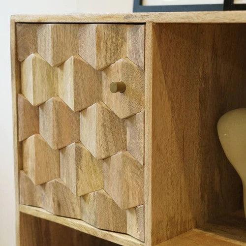 Wooden Twist Glaze Mango Wood Sideboard Cabinet with 6 Racks & 1 Door - Wooden Twist UAE