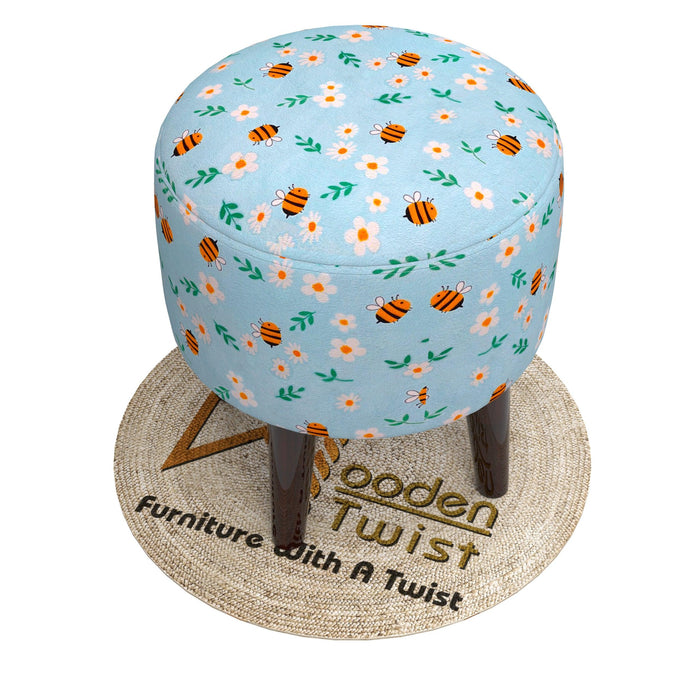 Wooden Twist Harlequin Puffy Ottoman Stool For Living Room - Wooden Twist UAE