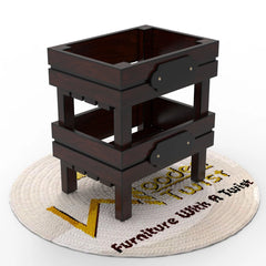 Wooden Twist Fancy Two Shelf Square Shape Solid Wood End Table ( Brown ) - Wooden Twist UAE