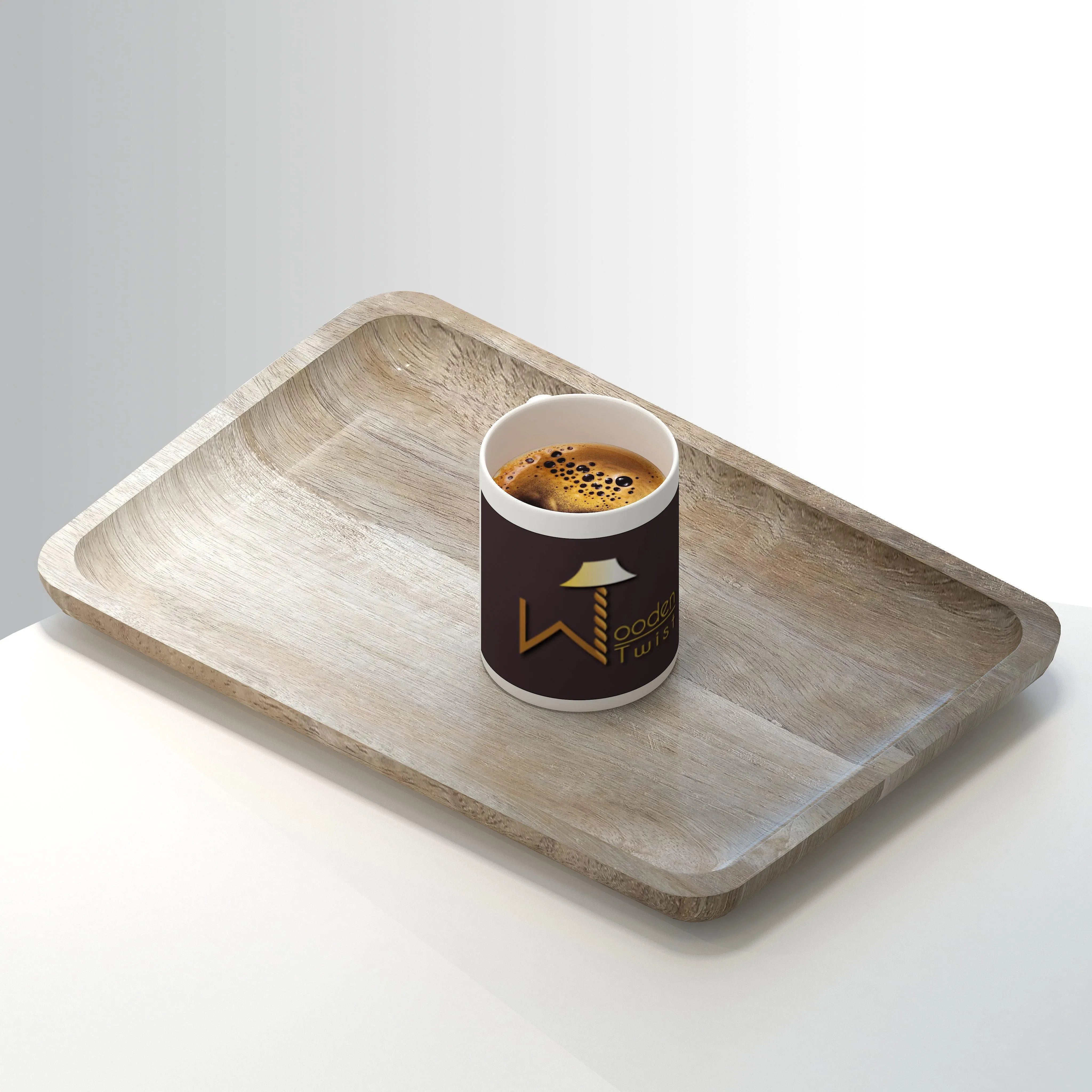 Wooden Twist Classic Solid Mango Wood Premium Serving Tray Platter - Wooden Twist UAE