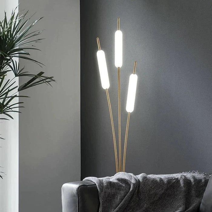 Wooden Twist Typha Module Floor Lamp with Metal Glass Cover and LED Lights Modern and Stylish Home Decor Lighting - Wooden Twist UAE