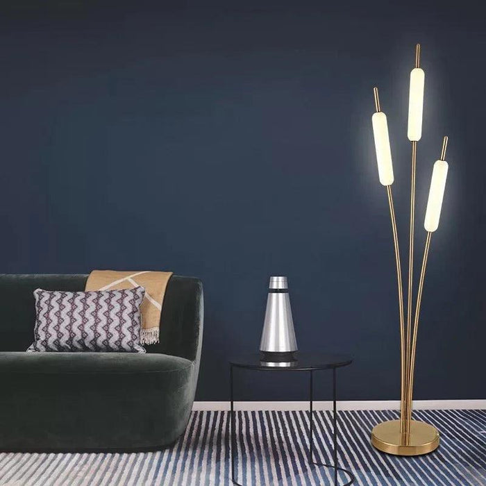 Wooden Twist Typha Module Floor Lamp with Metal Glass Cover and LED Lights Modern and Stylish Home Decor Lighting - Wooden Twist UAE
